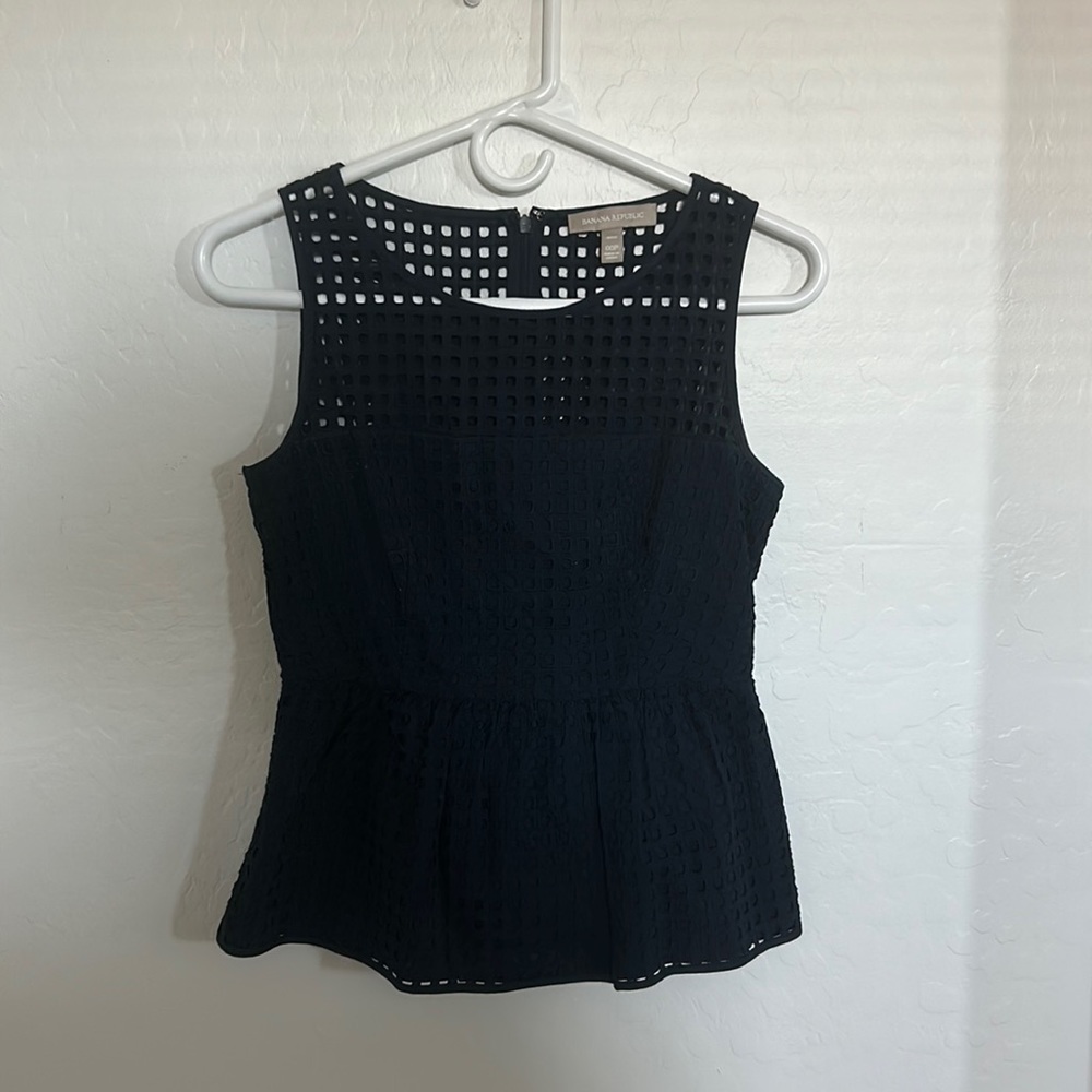 Navy Peplum Top